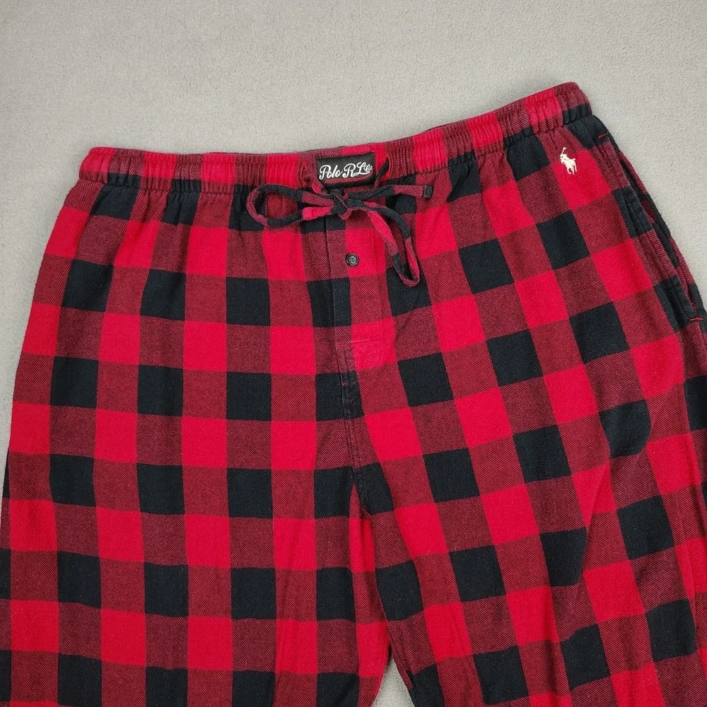 Polo Ralph Lauren Pajama Pants Mens XL Buffalo Plaid Red Black Flannel Casual
